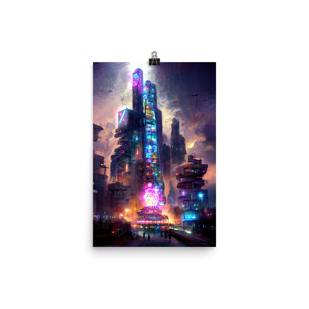 Hex Club is Cyberpunk City Photo paper poster