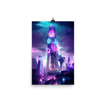 The PulseChain in Cyberpunk City - Photo Paper Poster