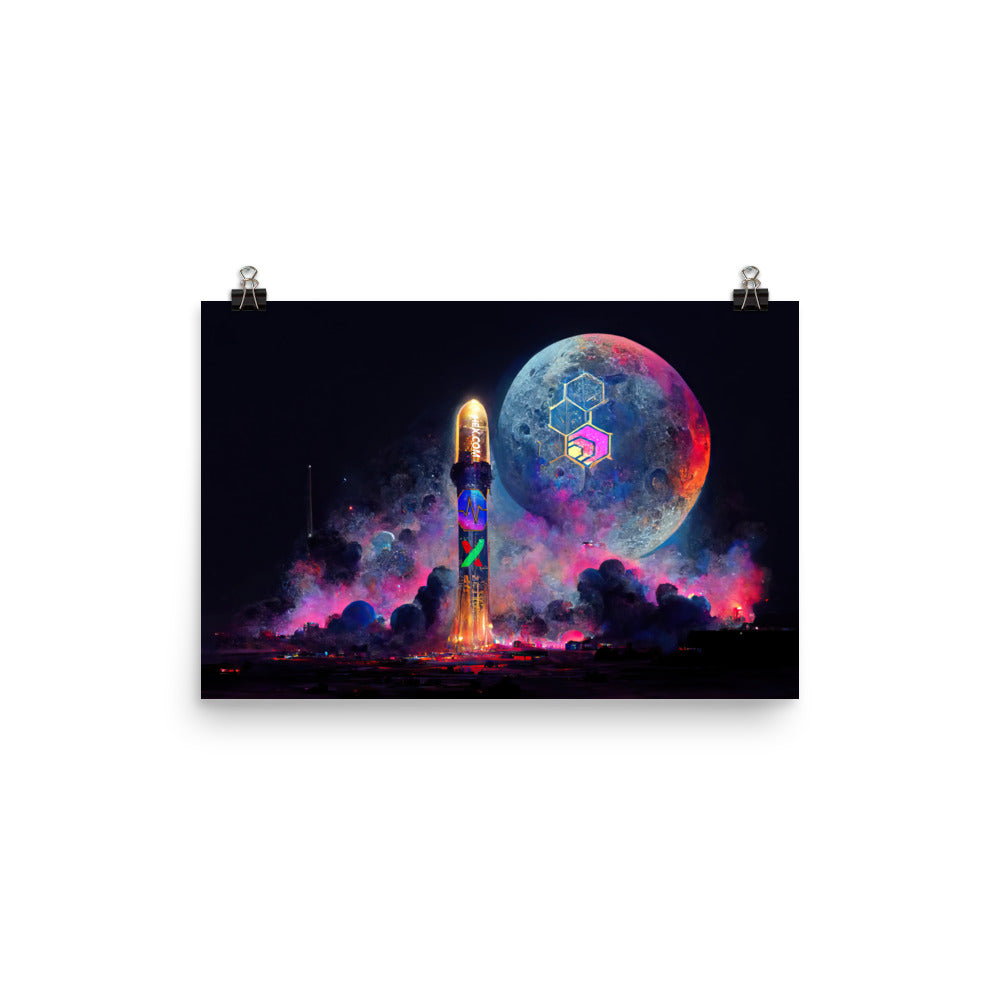 PulseChain Rocket to the Moon - Photo paper poster