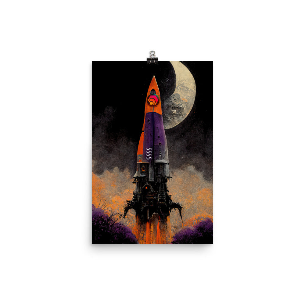 Hex Rocket to the Moon - Photo paper poster