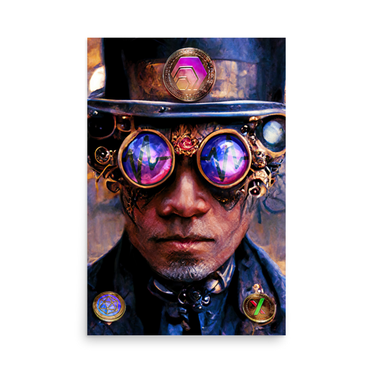 The Steampunk Crypto Broker on Photo paper poster