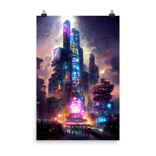Hex Club is Cyberpunk City Photo paper poster