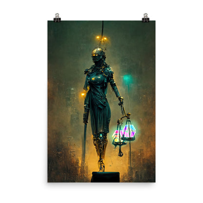Cyberpunk Blind Lady of Justice - Photo paper poster