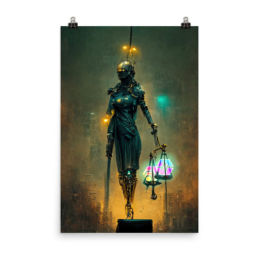 Cyberpunk Blind Lady of Justice - Photo paper poster