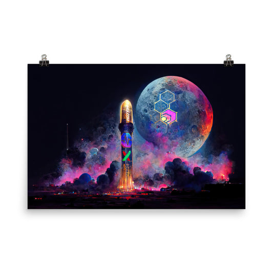 PulseChain Rocket to the Moon - Photo paper poster