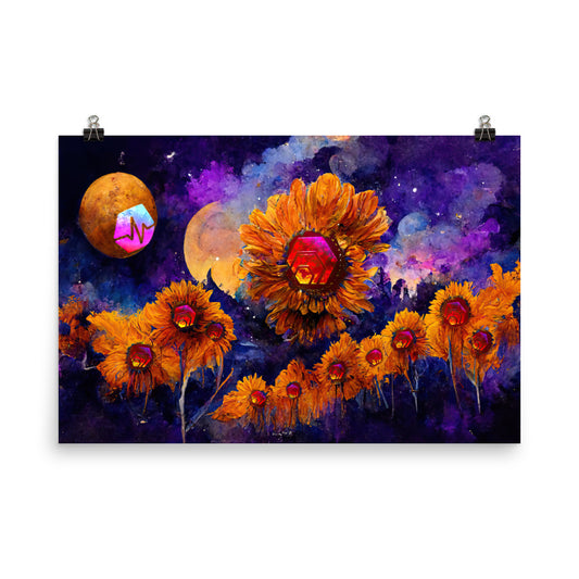 Hex Sunflowers in Space - Photo paper poster