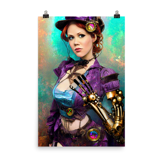 Miss Ward the Steampunk Crypto Maven - Photo paper poster