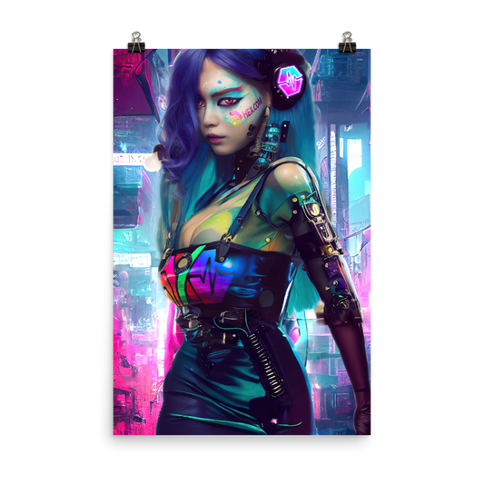 Cyberpunk K-pop idol of Crypto - Photo paper poster
